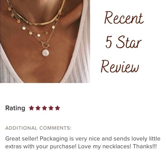 Gold Multi Layered Dainty Necklace Multi Chain Disc Necklace - Picture 7 of 8